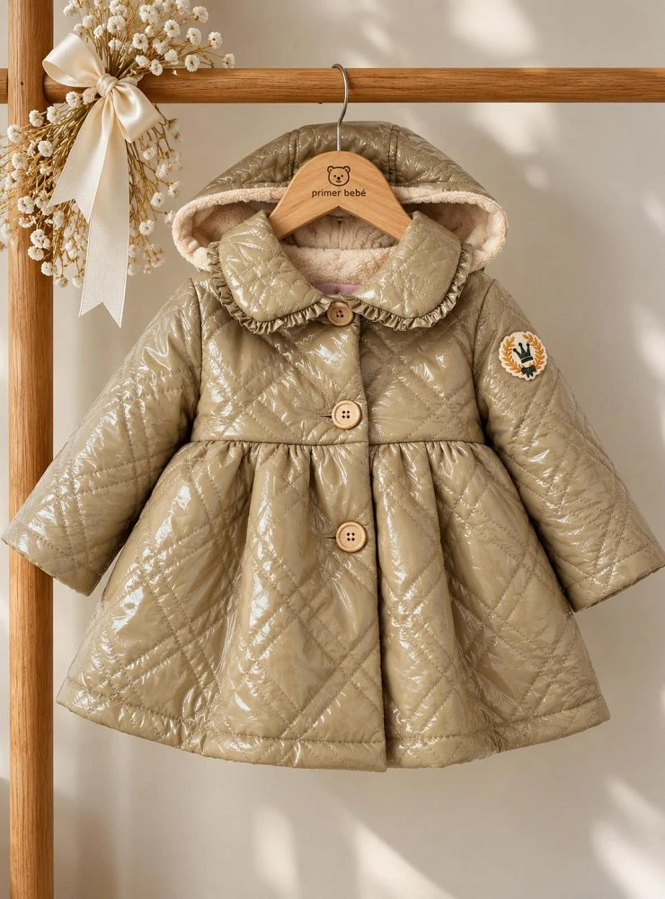 Abrigo Acolchado Camel para Niña con Forro Polar Eva Castro