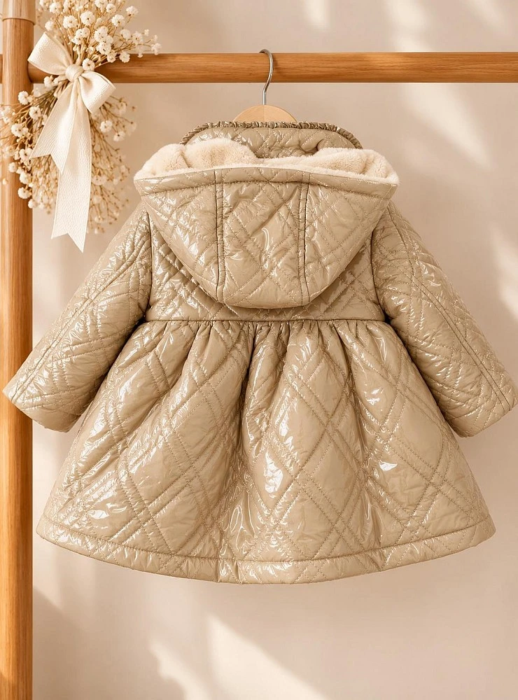 Abrigo Acolchado Camel para Niña con Forro Polar Eva Castro