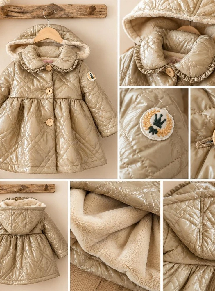 Abrigo Acolchado Camel para Niña con Forro Polar Eva Castro