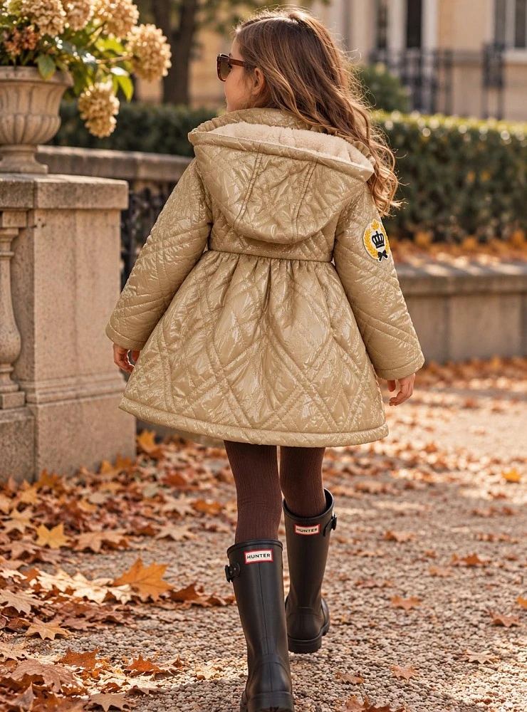Abrigo Acolchado Camel para Niña con Forro Polar Eva Castro
