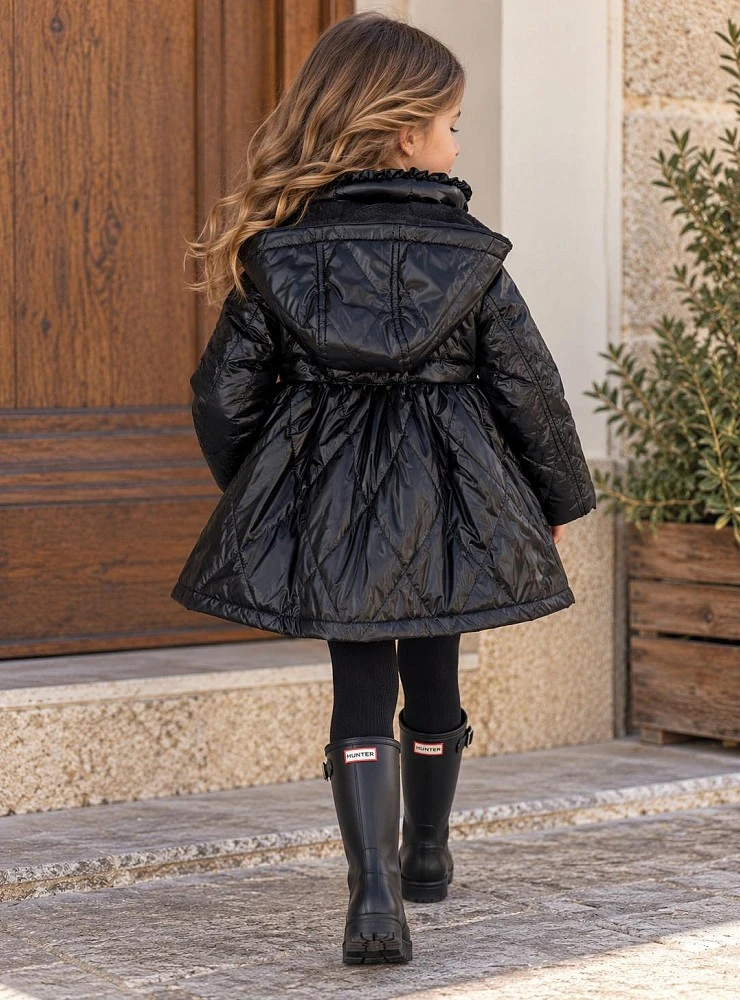 Abrigo Acolchado Negro para Niña con Forro Polar Eva Castro