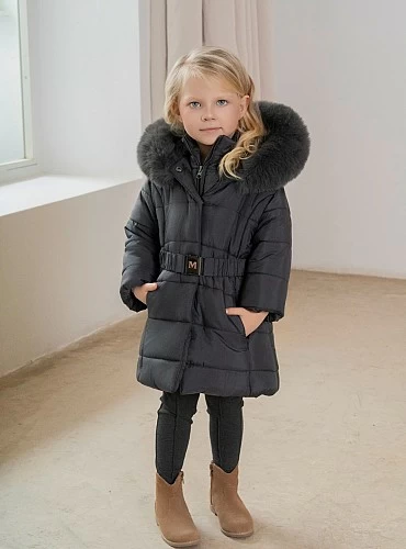 Abrigo acolchado para niña gris antracita