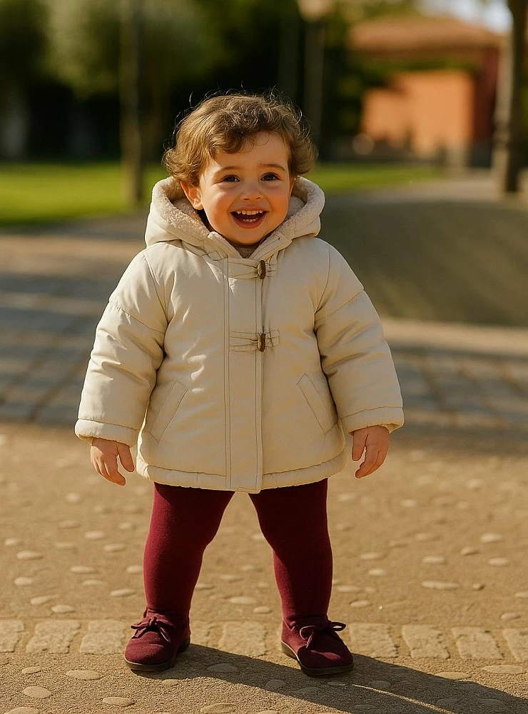 Abrigo engomado para niño color beige