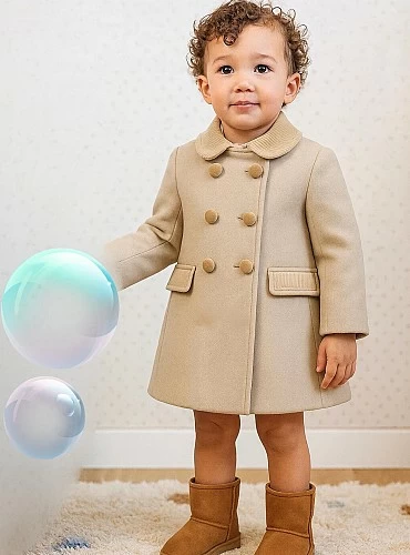 Abrigo ingles para niño. Color camel
