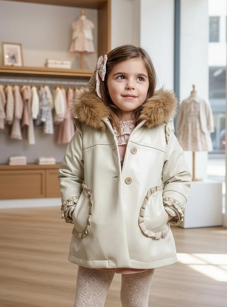 Abrigo niña charol con pelo desmontable – La Martinica