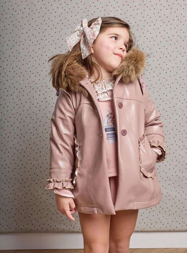 Abrigo niña charol con pelo desmontable – La Martinica