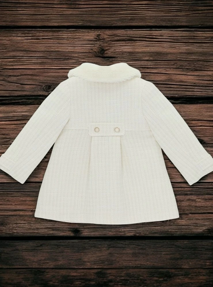 Abrigo para niña en Tejido Chanel color crudo