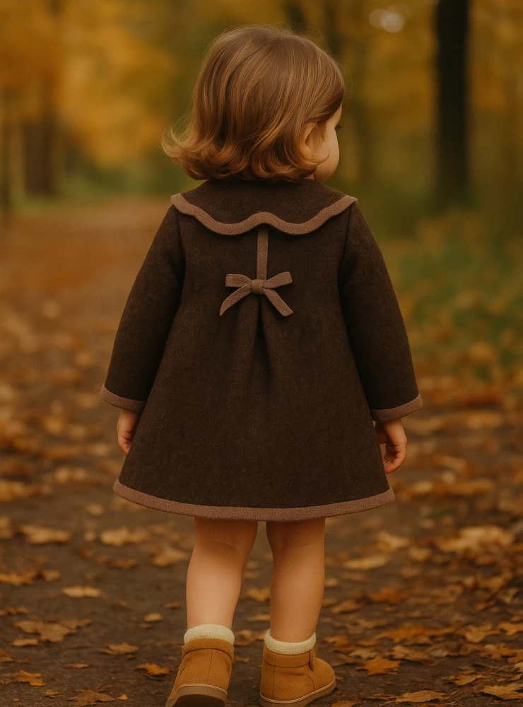 Abrigo para niña tipo Austriaca marrón de Foque