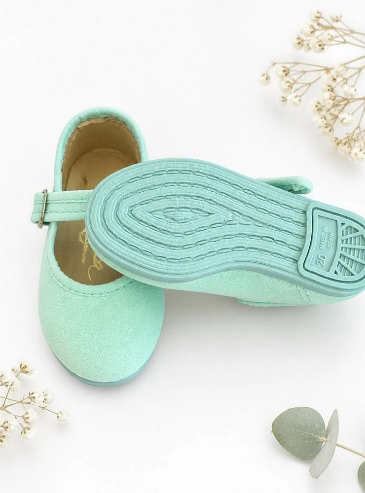 Apple green suede Mary Janes