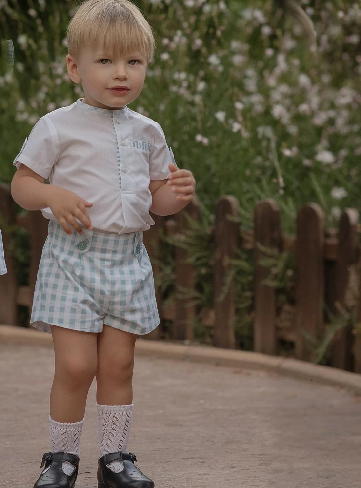 Aquamarine blue shirt and pants set for boy