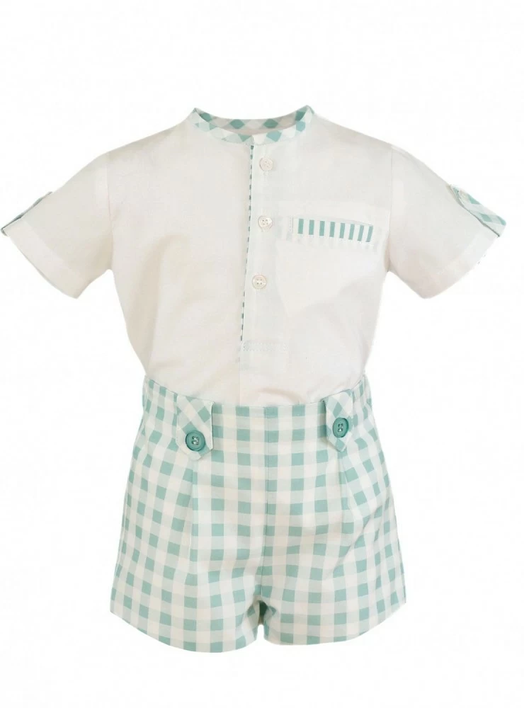 Aquamarine blue shirt and pants set for boy