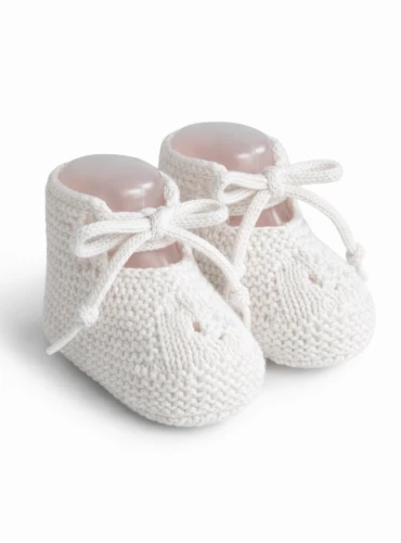 Baby booties in 100% cotton knit, 4 colors