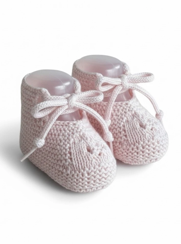 Baby booties in 100% cotton knit, 4 colors