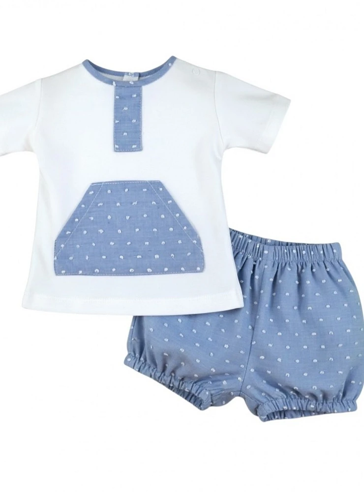Baby boy outfit with pockets, blue