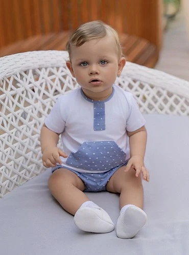Baby boy outfit with pockets, blue