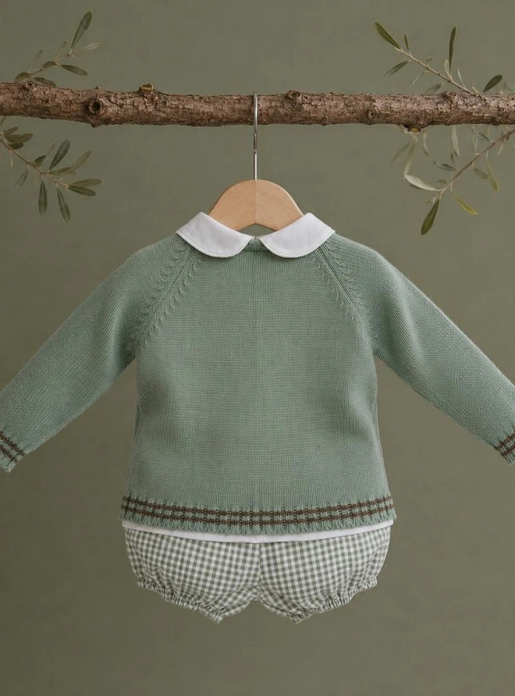 Baby boy three-piece set knitted sweater Owl collection