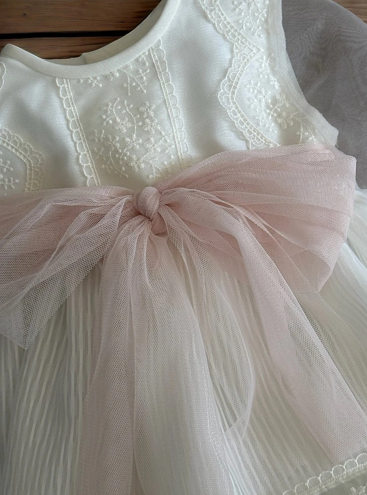 Baby ceremony dress with bloomers and bonnet