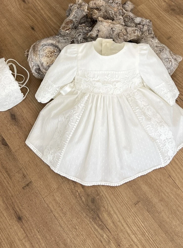 Baby ceremony dress with bonnet, Luna collection