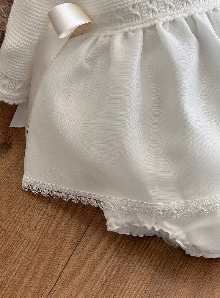 Baby christening outfit with bloomers and bonnet, Lula collection