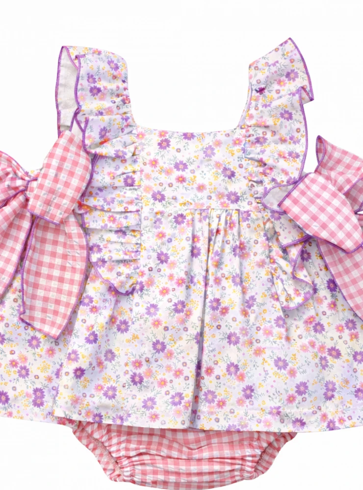 Baby dress and bloomers set from the Lavender Collection