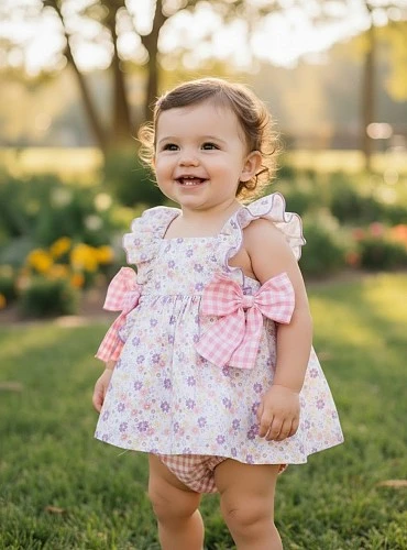 Baby dress and bloomers set from the Lavender Collection
