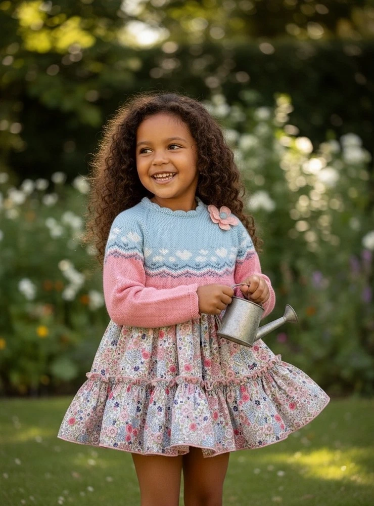 Baby dress with bloomers and sweater, Fauna Collection