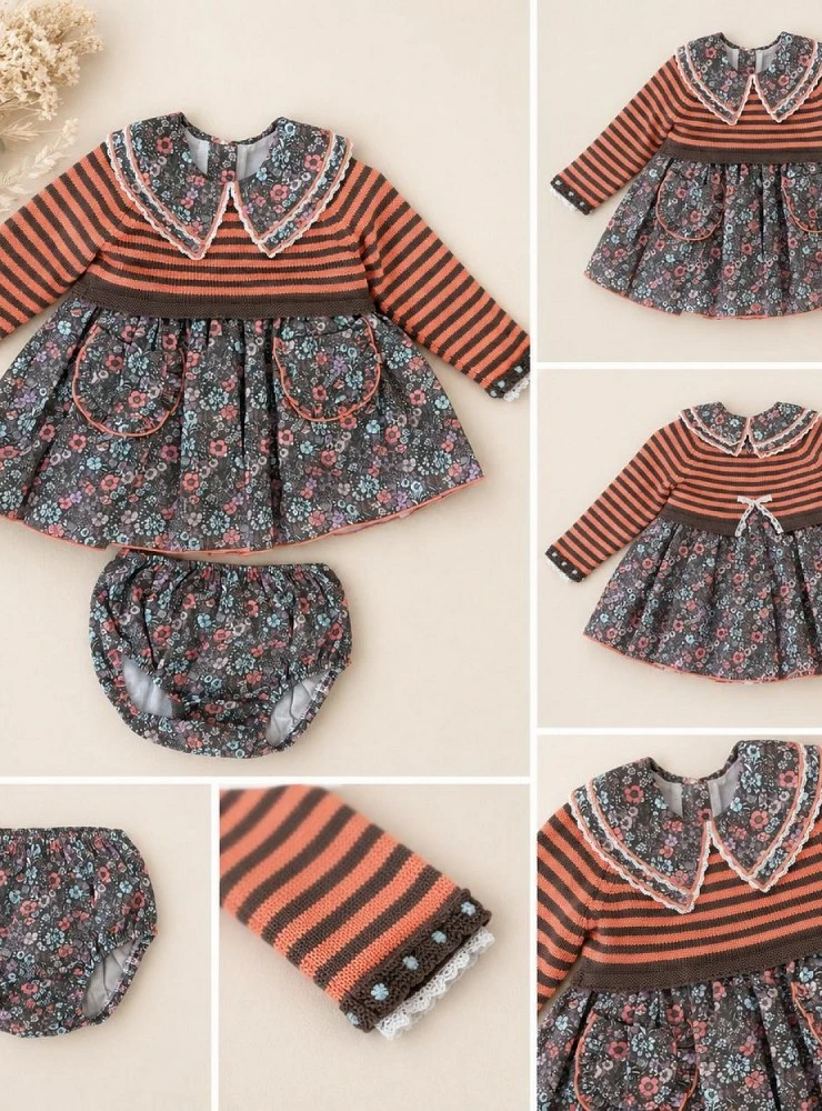Baby dress with bloomers and sweater, Lolittos Nectarine Collection