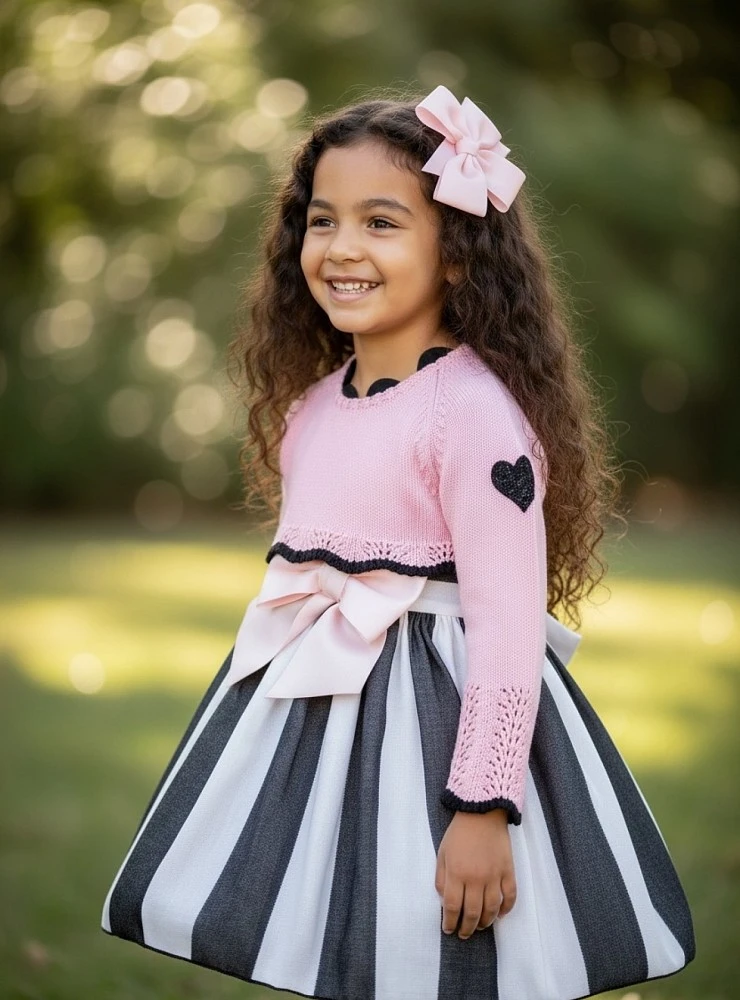 Baby dress with bloomers and sweater. Onyx Collection