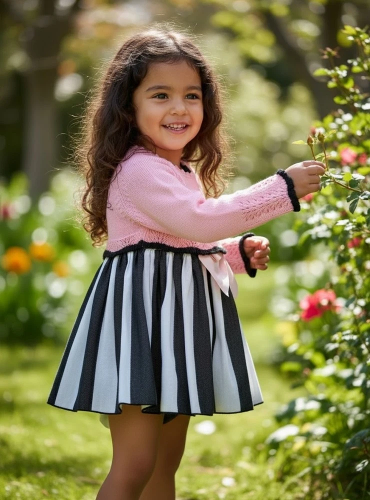 Baby dress with bloomers and sweater. Onyx Collection