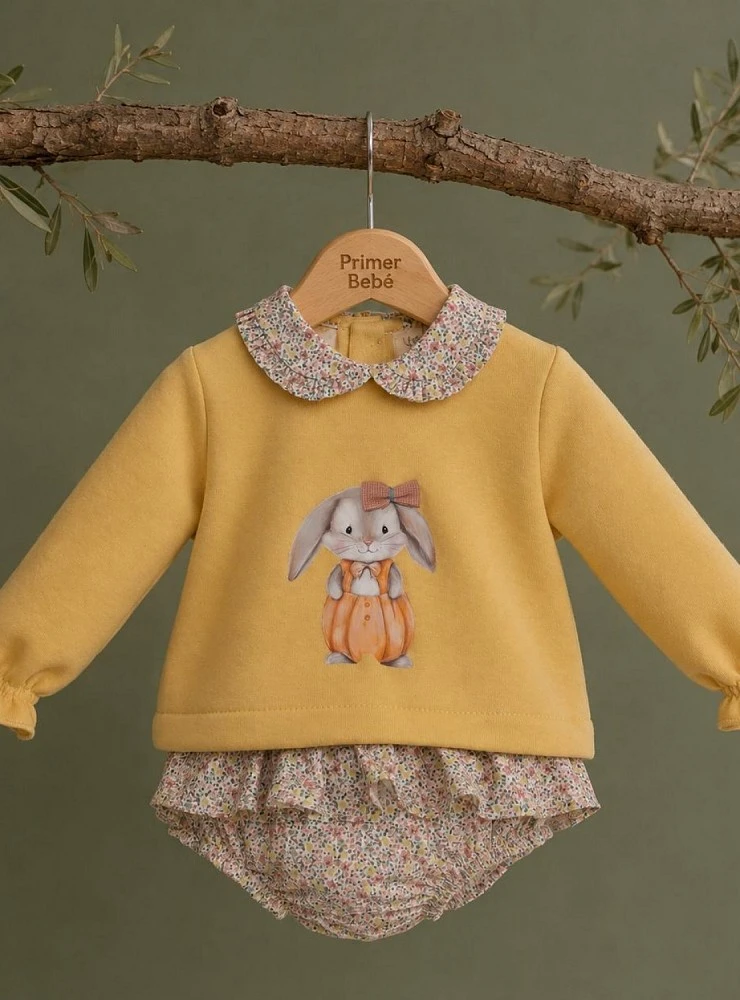 Baby girl set sweatshirt and bloomers with ruffles Cascabel collection