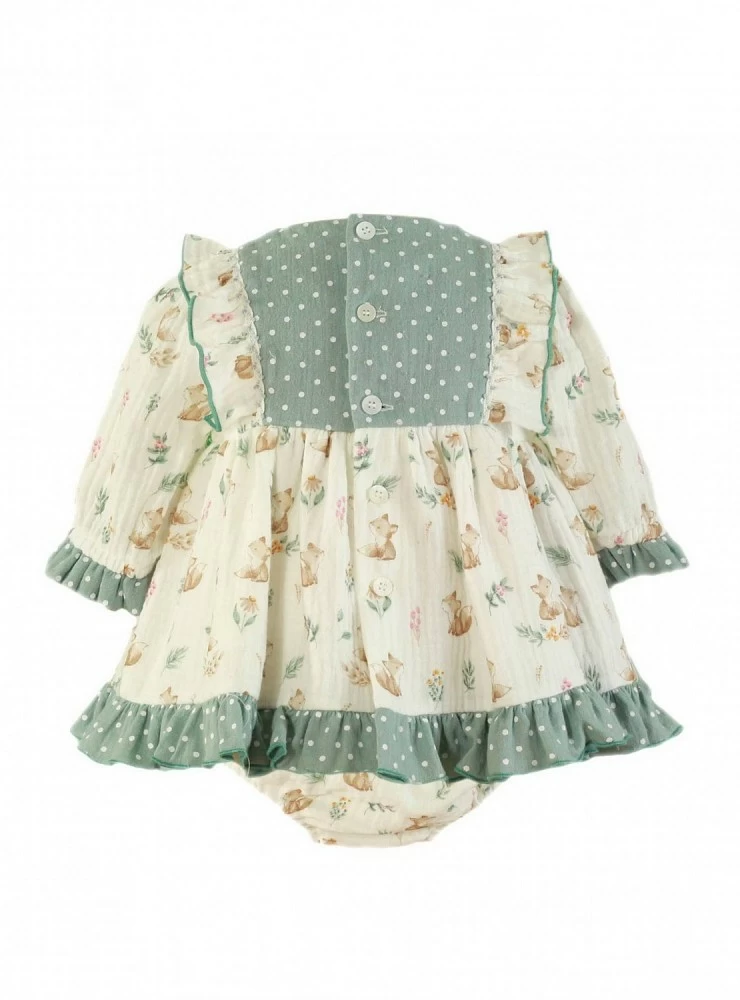 Baby girl's muslin set with Little Foxes print