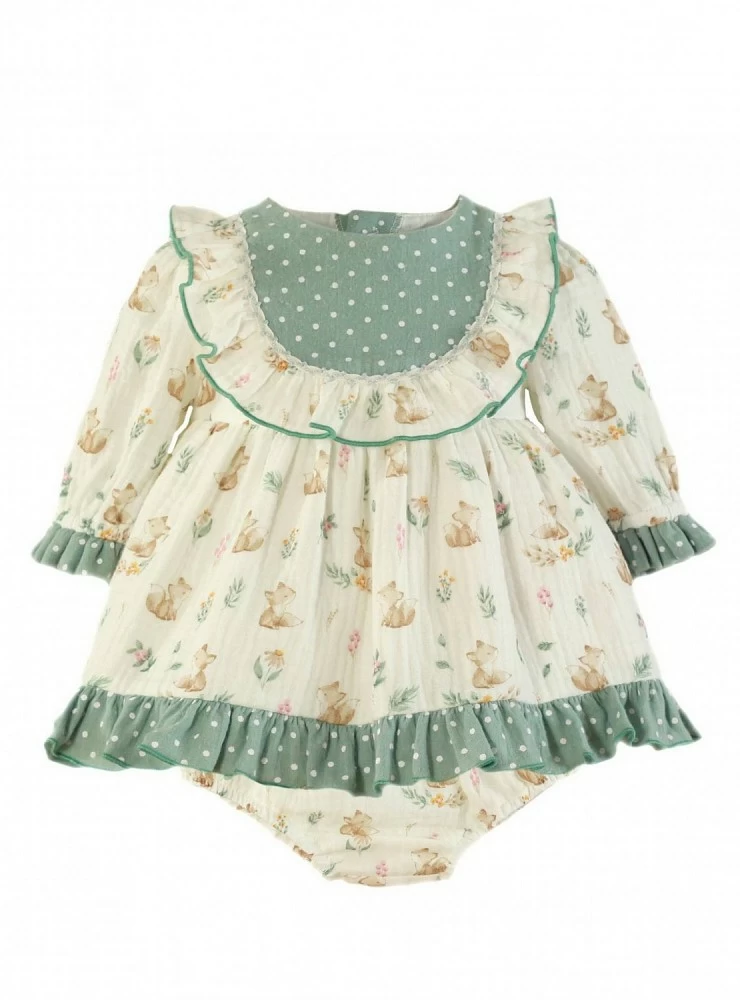Baby girl's muslin set with Little Foxes print