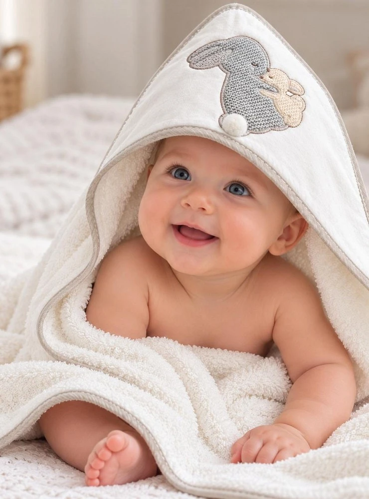 Baby Hooded Bath Towel 80x80 cm | 100% Cotton
