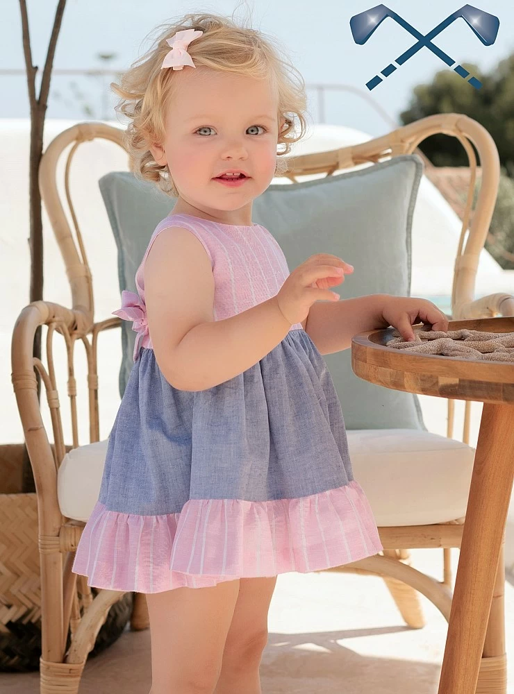 Baby jeans and pink dress