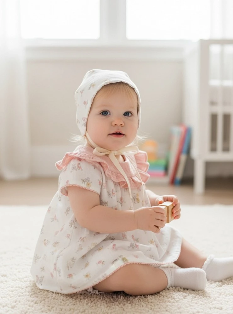 Baby Jesus set with bonnet and bloomers, Provencal Collection