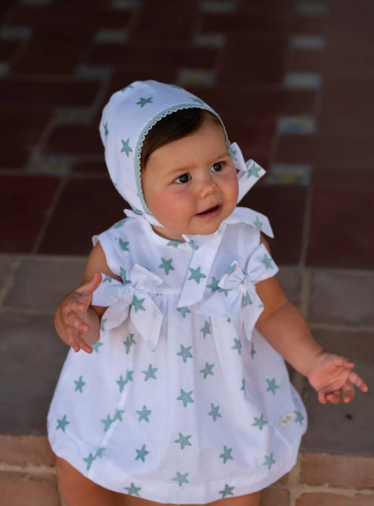 Baby Jesus with bloomers and bonnet with green star