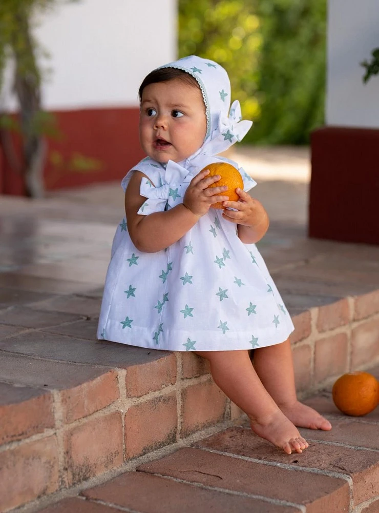 Baby Jesus with bloomers and bonnet with green star