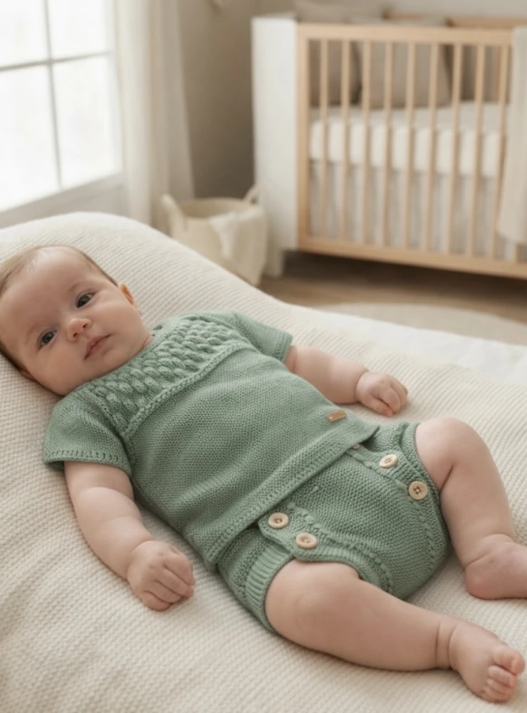 baby set, dry green, organic cotton