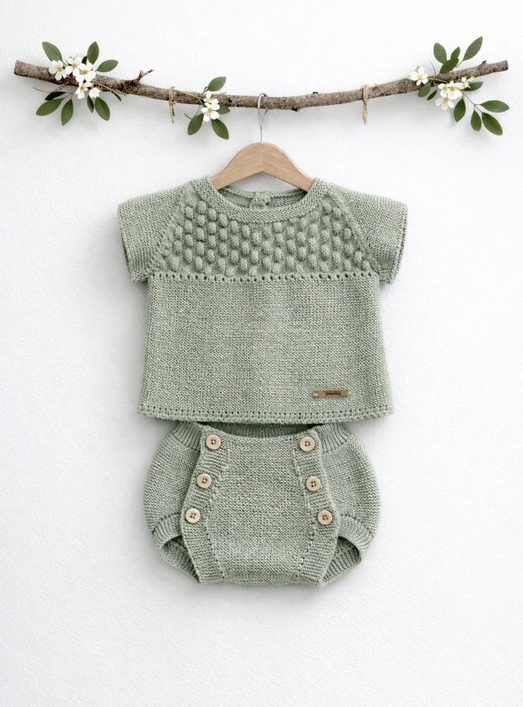 baby set, dry green, organic cotton