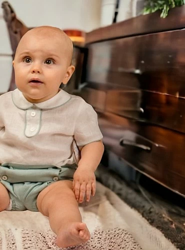 Baby shirt and bloomers set for christening or ceremony.