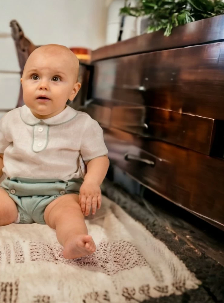 Baby shirt and bloomers set for christening or ceremony.