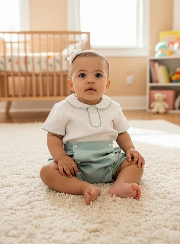 Baby shirt and bloomers set for christening or ceremony.