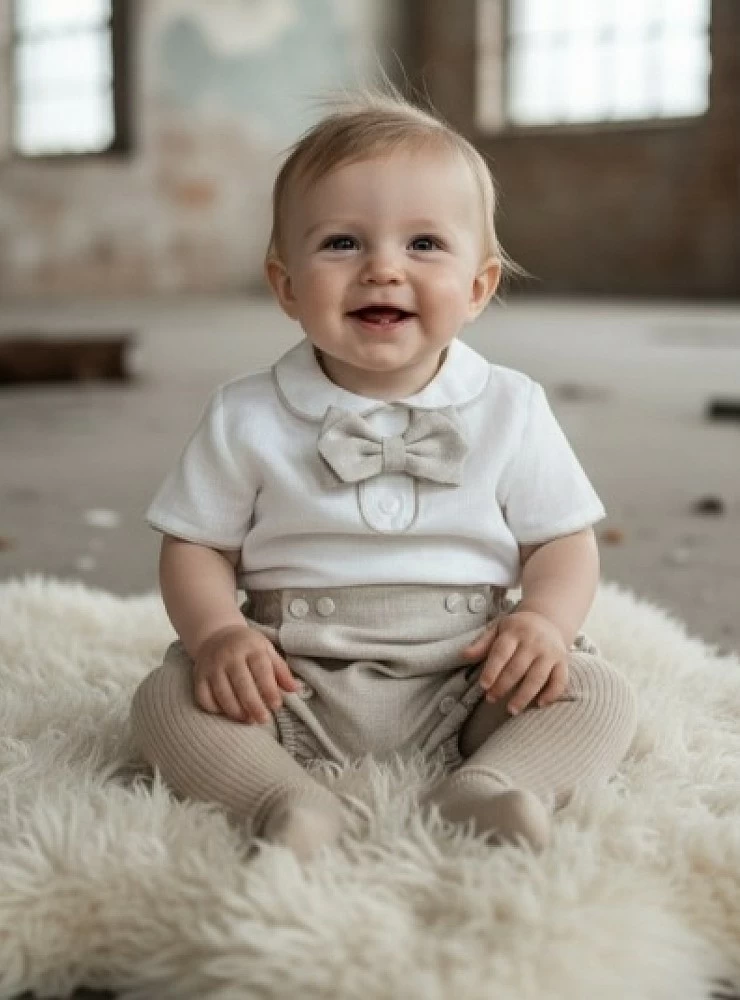Baby shirt and bloomers set for christening or ceremony.