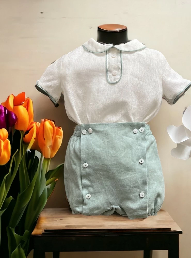 Baby shirt and bloomers set for christening or ceremony.