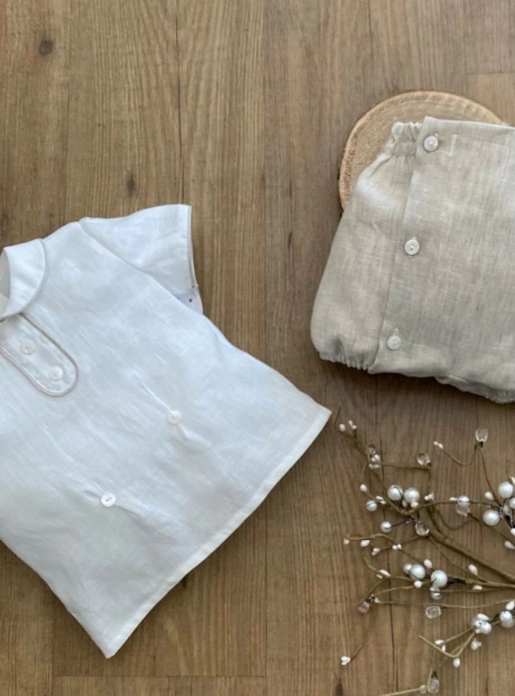 Baby shirt and bloomers set for christening or ceremony.