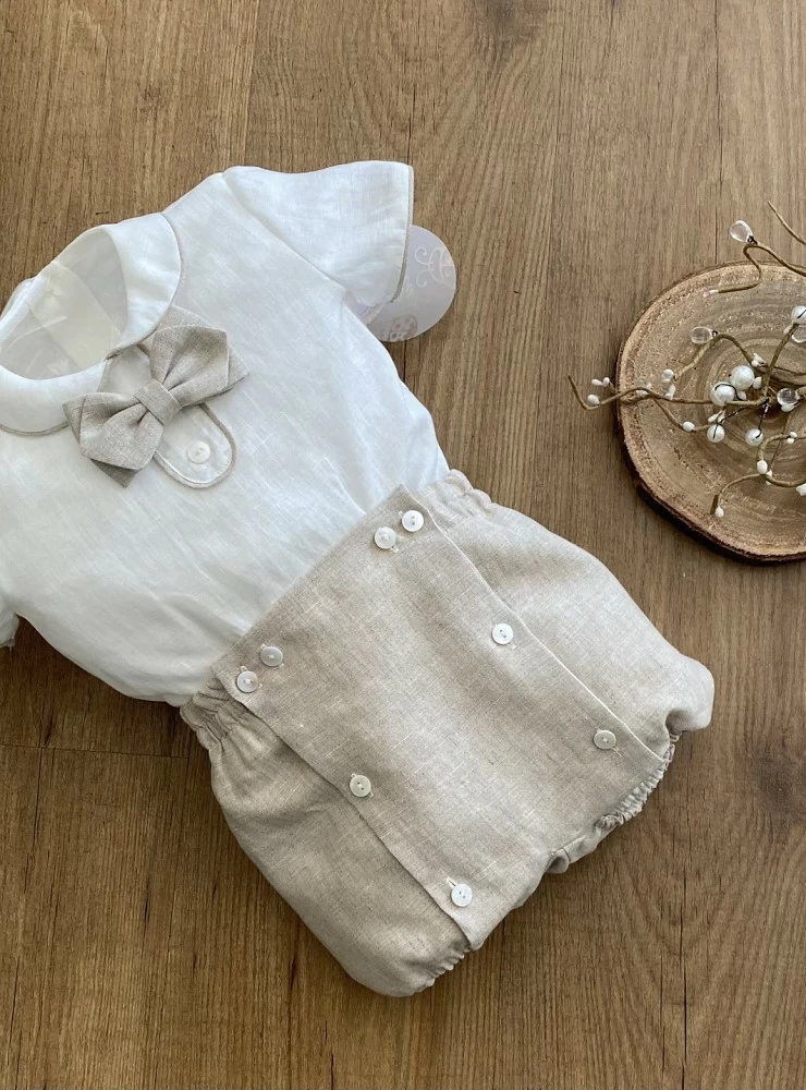 Baby shirt and bloomers set for christening or ceremony.