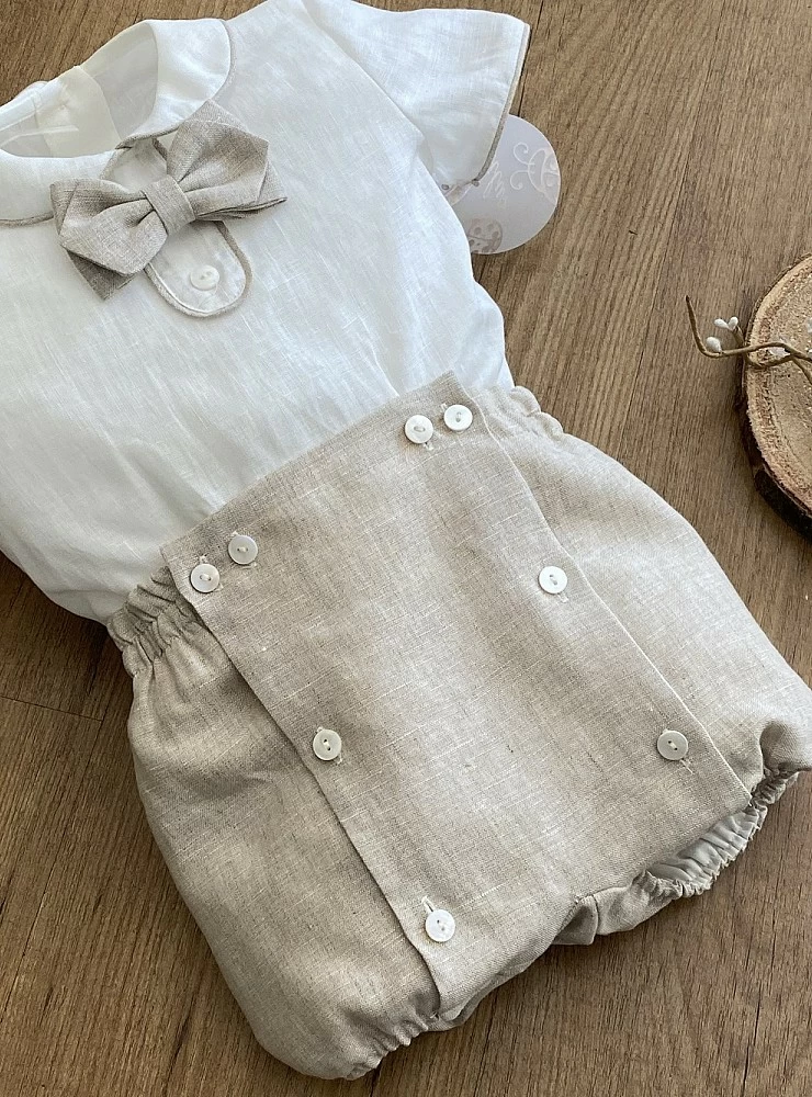 Baby shirt and bloomers set for christening or ceremony.