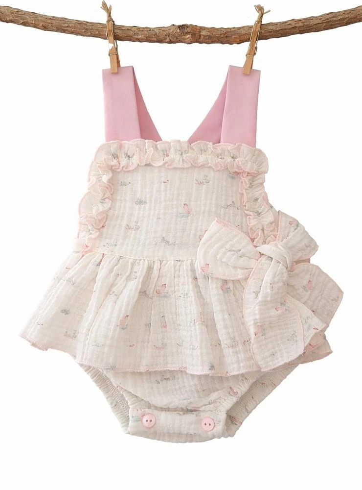 Bamboo romper with suspenders, Charca collection