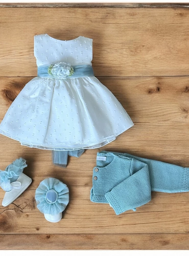 Baptism or ceremony set. Available in green or pink.