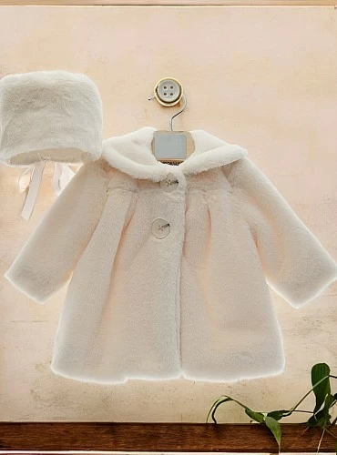 Beige fur coat and hood set. Unisex